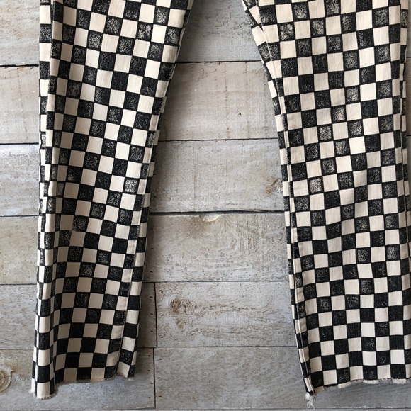 Mother The Insider Ankle Fray Playdate Black/White Checkerboard Print Jeans - Picture 10 of 14